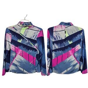 Jamie Sadock Blue Black Pink Long Sleeve Activewear Shirt Top XS